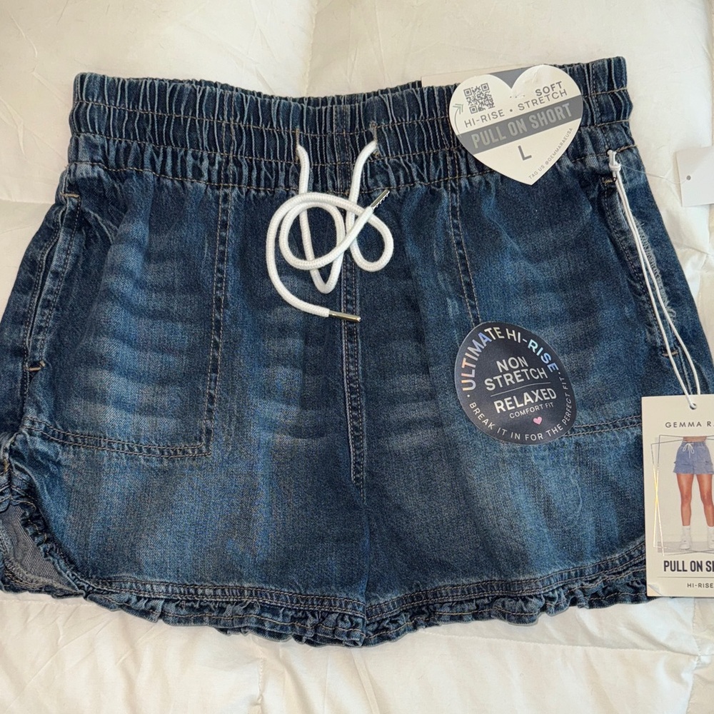 Gemma Rae Women's High Waist Denim Shorts - Blue